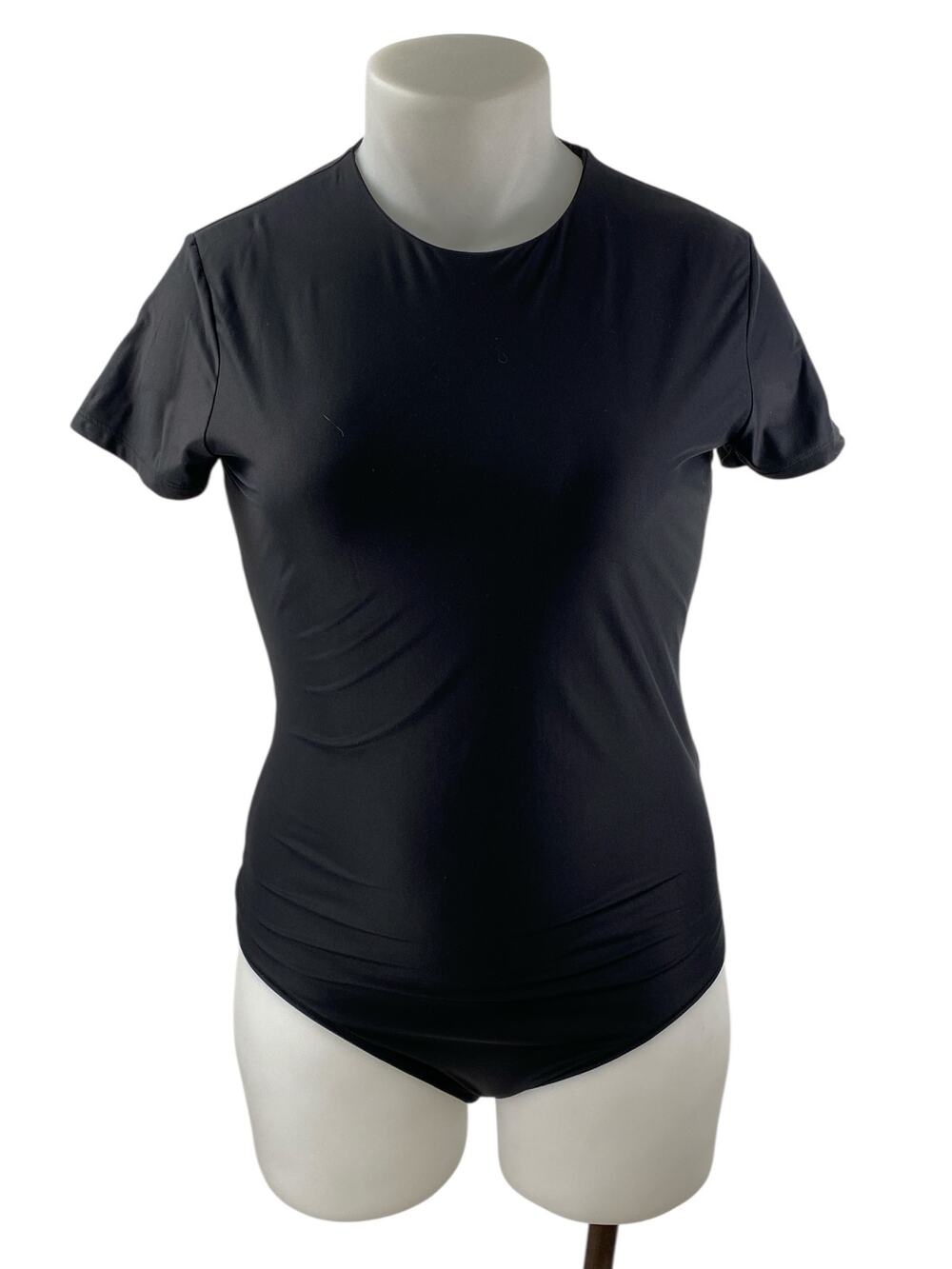 Abercrombie & Fitch Black Crew Neck Short Sleeve One Piece Bodysuit Top Size XL